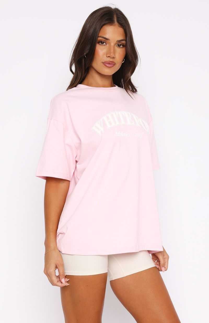 White Fox Athletics Era Oversized Tee Pink | JNKVET-041