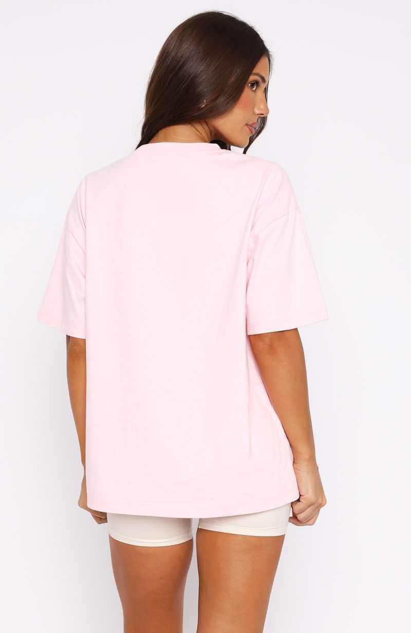 White Fox Athletics Era Oversized Tee Pink | JNKVET-041