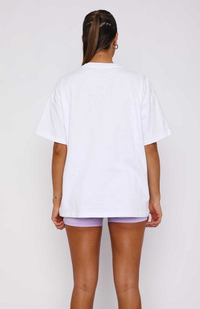 White Fox Athletics Era Oversized Tee White | COQVPI-672