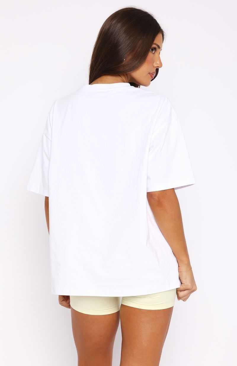 White Fox Athletics Era Oversized Tee White/Yellow | TILCPH-618