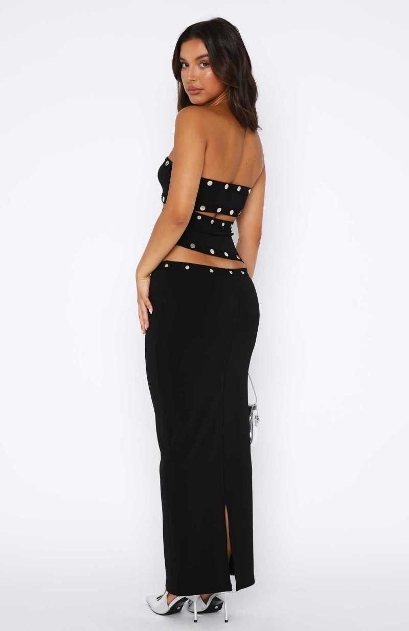 White Fox Back At One Maxi Dress Black | SAERMK-497