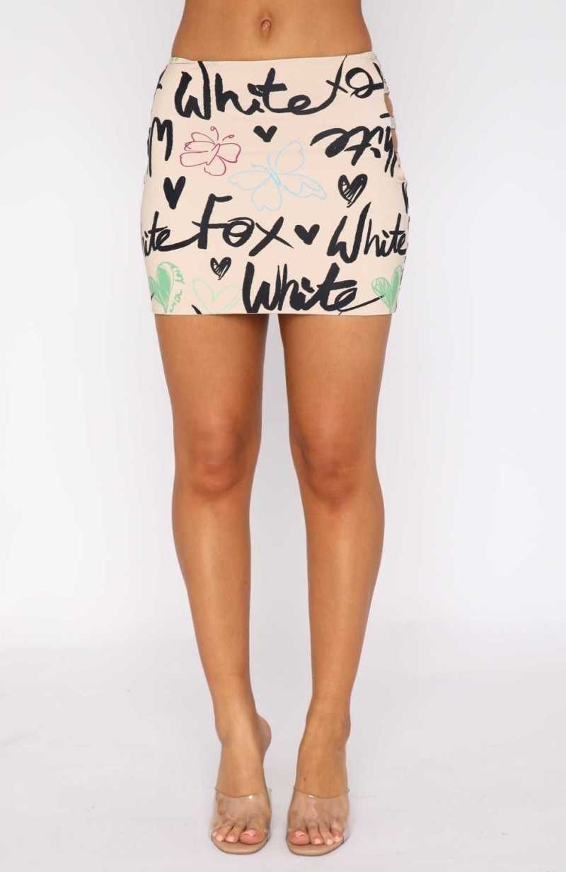 White Fox Back It Up Mini Skirt Latte Sketch | NDERAS-716