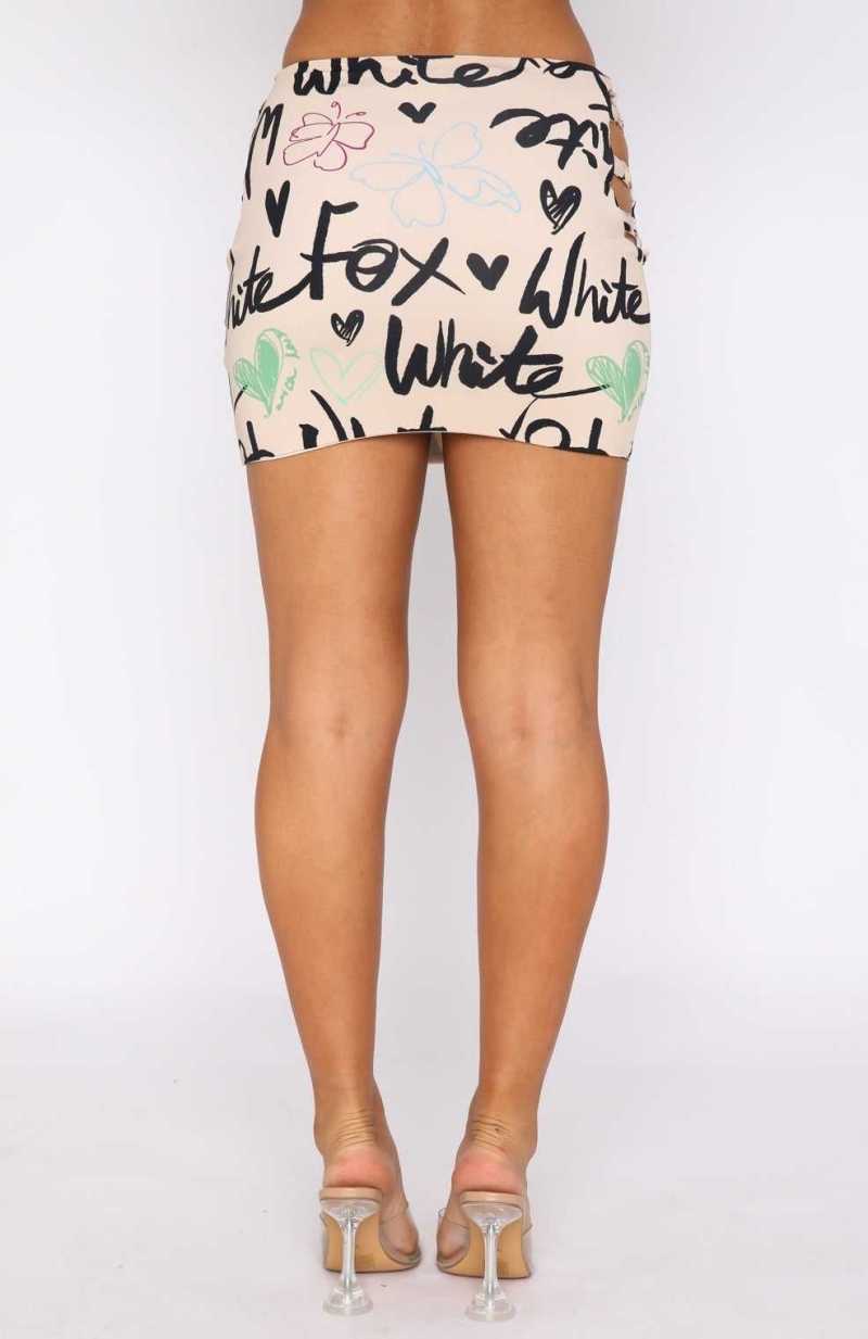 White Fox Back It Up Mini Skirt Latte Sketch | NDERAS-716