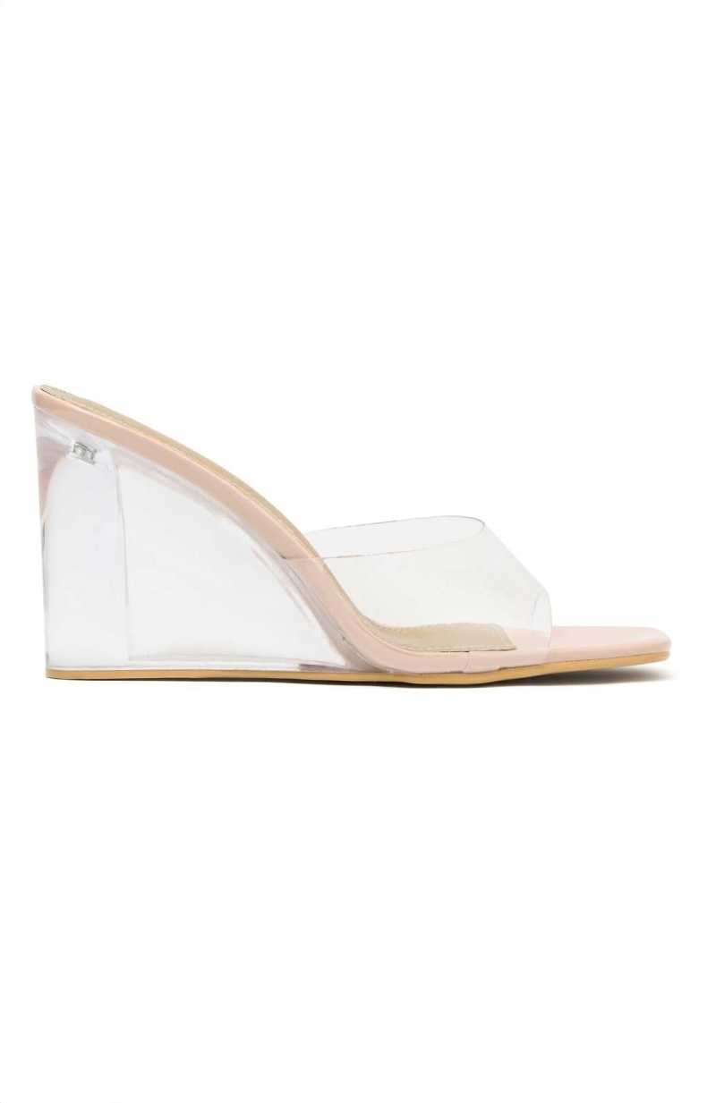White Fox Barely There Wedges Nude Patent | YMDPKL-045