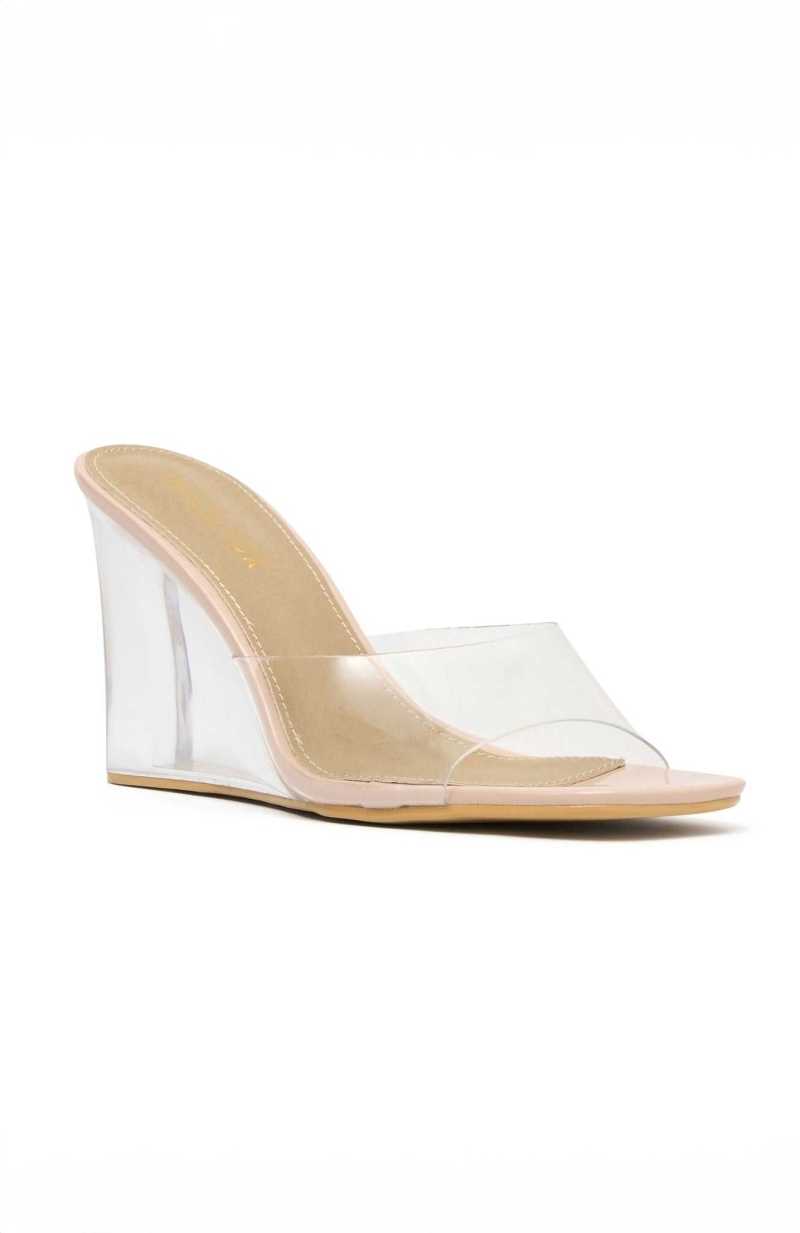 White Fox Barely There Wedges Nude Patent | YMDPKL-045