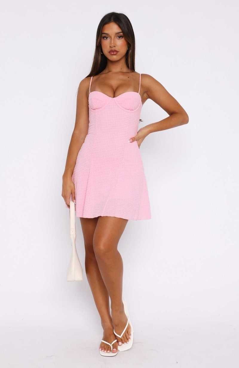 White Fox Be Polite Mini Dress Baby Pink | TLFIXV-516