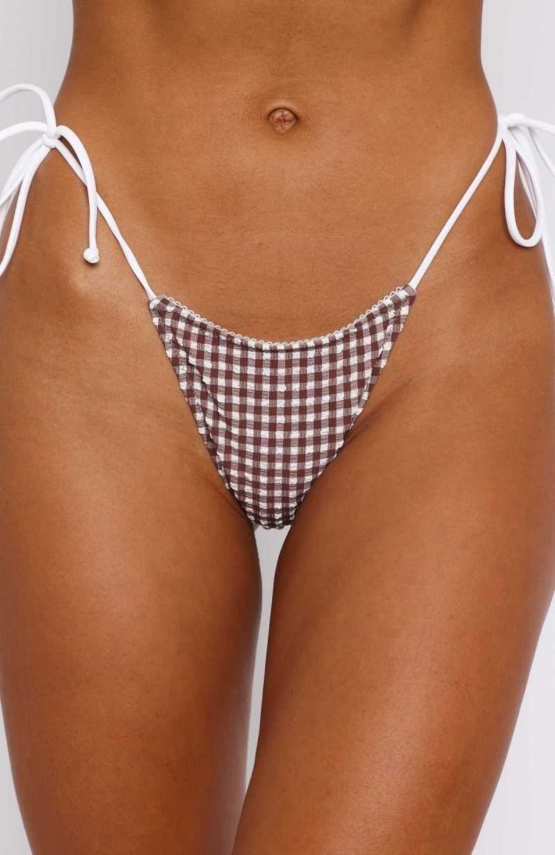 White Fox Beach Days Bottoms Choc Gingham | LOEKAI-230