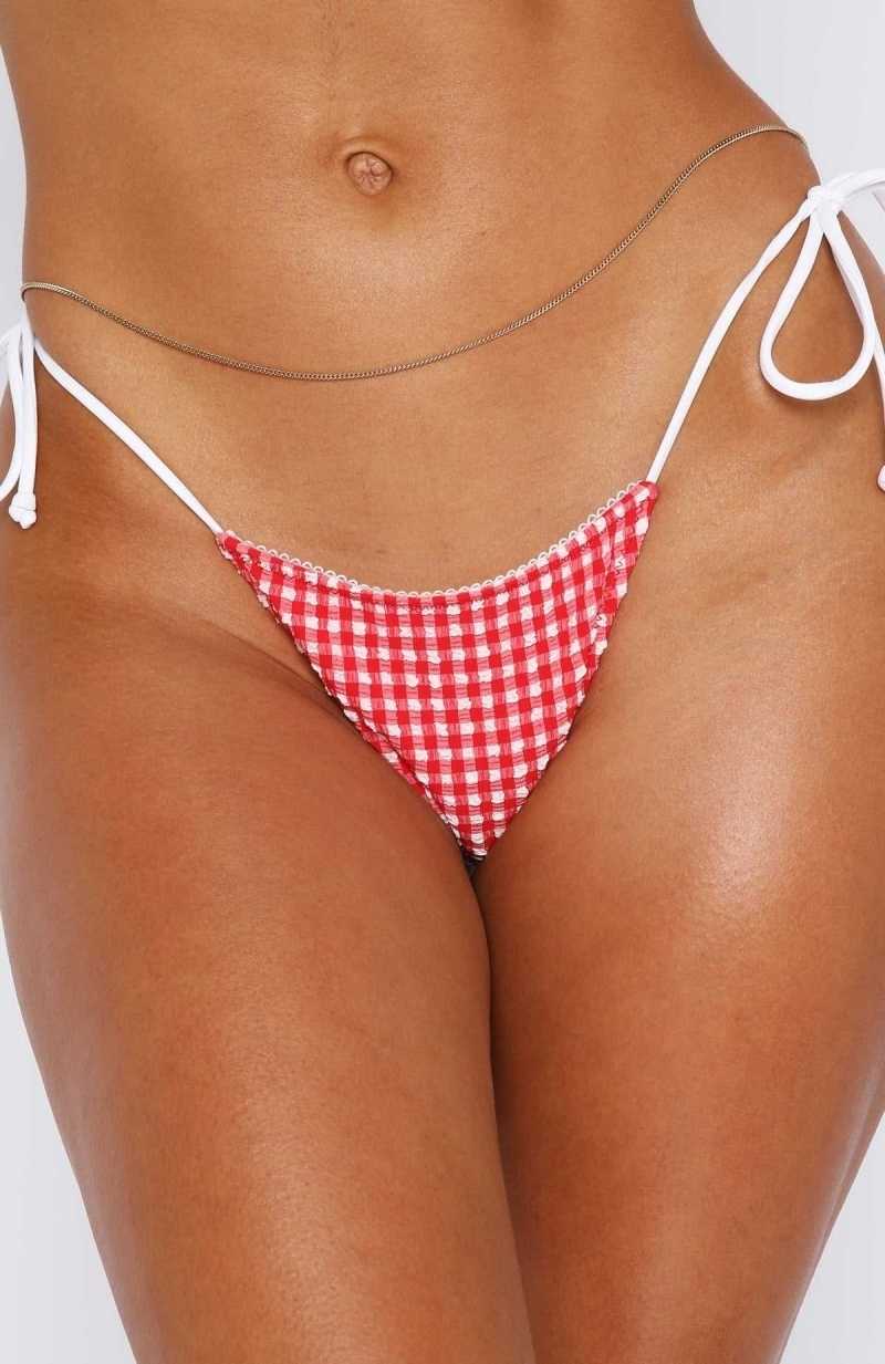 White Fox Beach Days Bottoms Red Gingham | DHWTQU-192