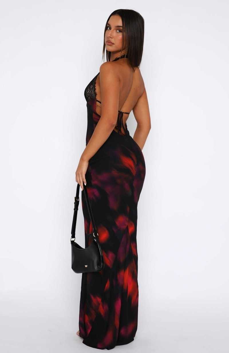 White Fox Beyond The Stars Maxi Dress Sangria Floral | OBYJGR-476