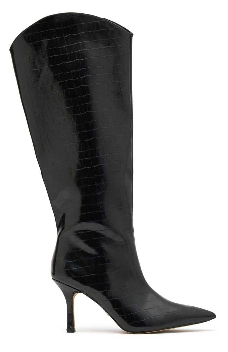White Fox Blake Knee High Boots Black | IUFYVC-609
