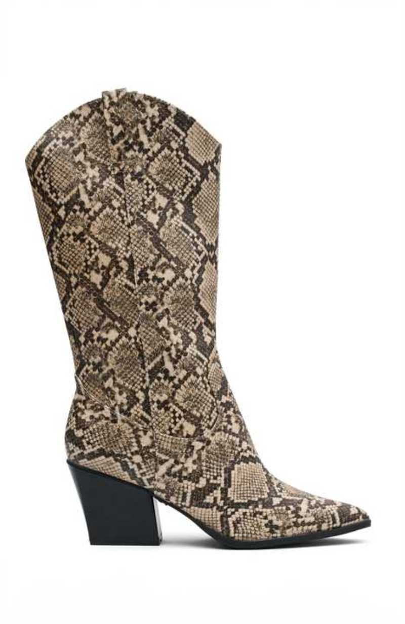 White Fox Born To Be Wild Cowboy Boots Snake Skin | WXOVNY-143