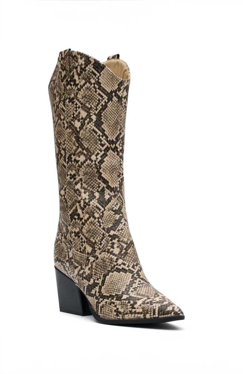 White Fox Born To Be Wild Cowboy Boots Snake Skin | WXOVNY-143