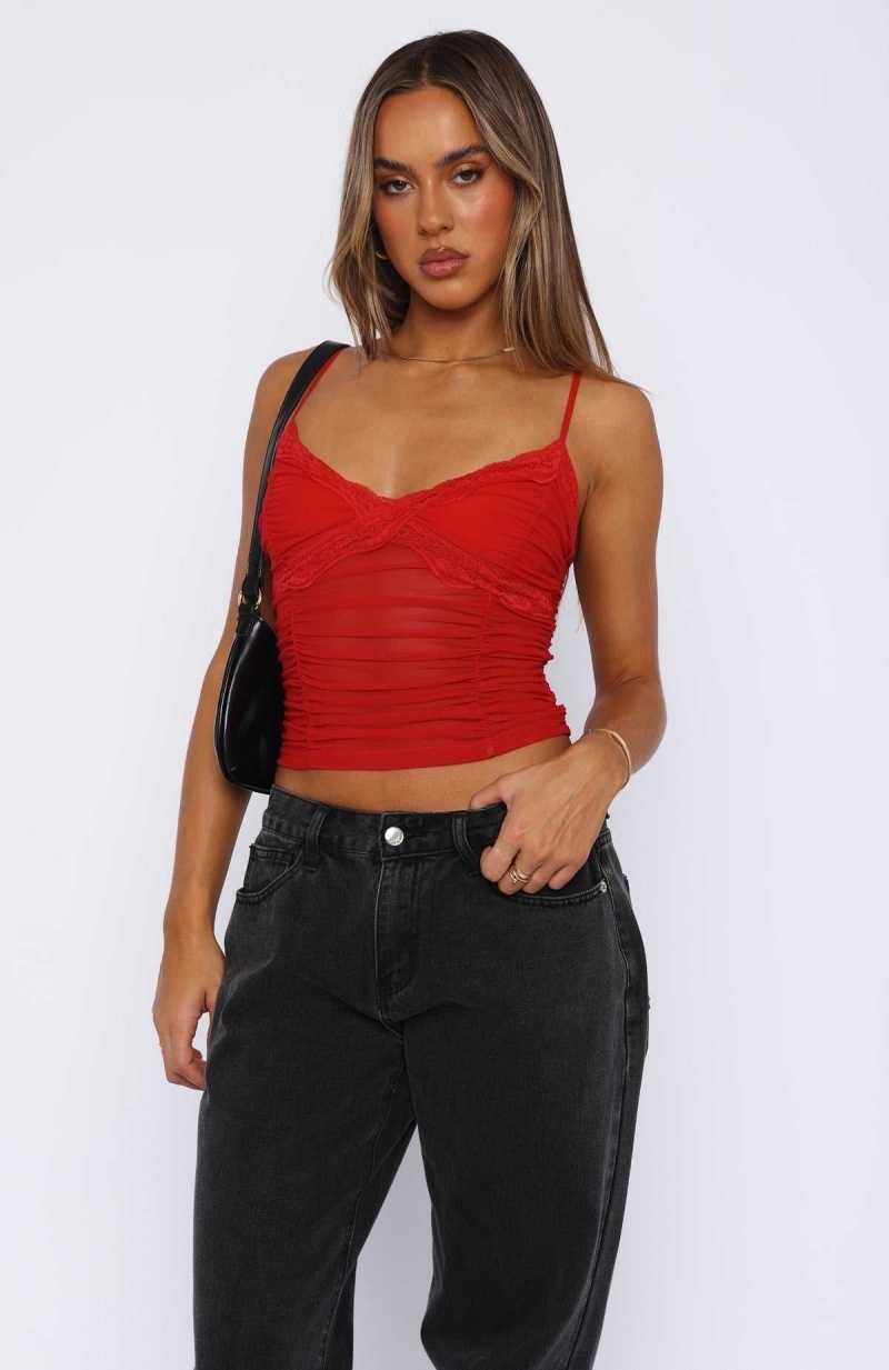 White Fox Breathe Deep Top Cherry Red | VTZWCB-461
