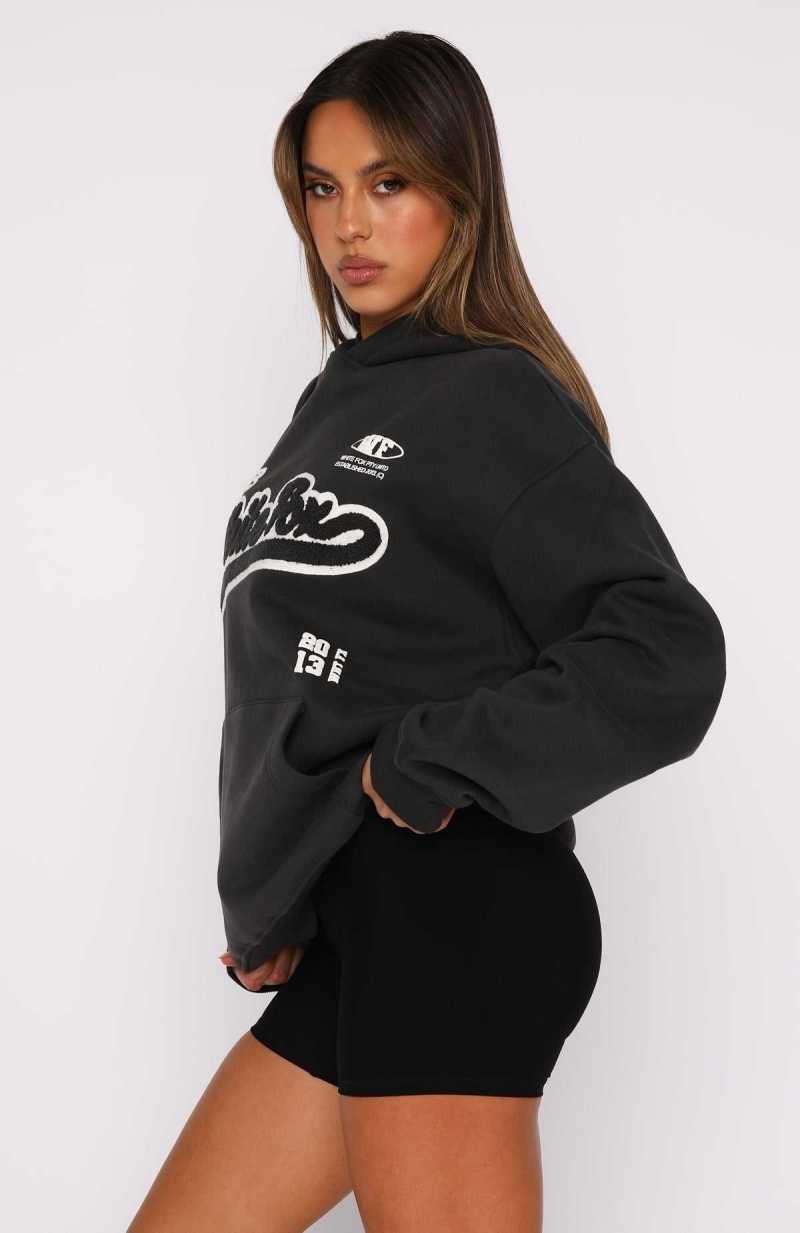 White Fox Bring You Around Oversized Hoodie Charcoal | KWTZDS-532