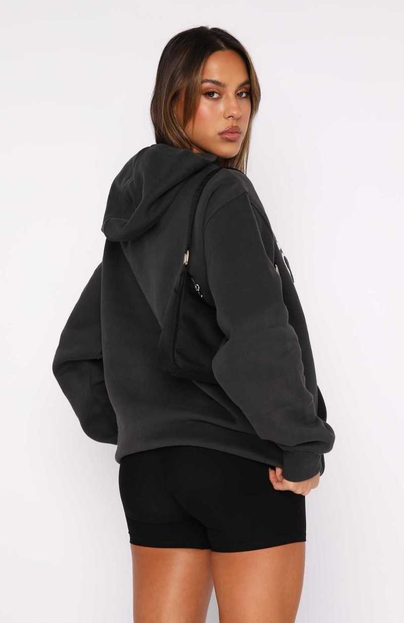 White Fox Bring You Around Oversized Hoodie Charcoal | KWTZDS-532