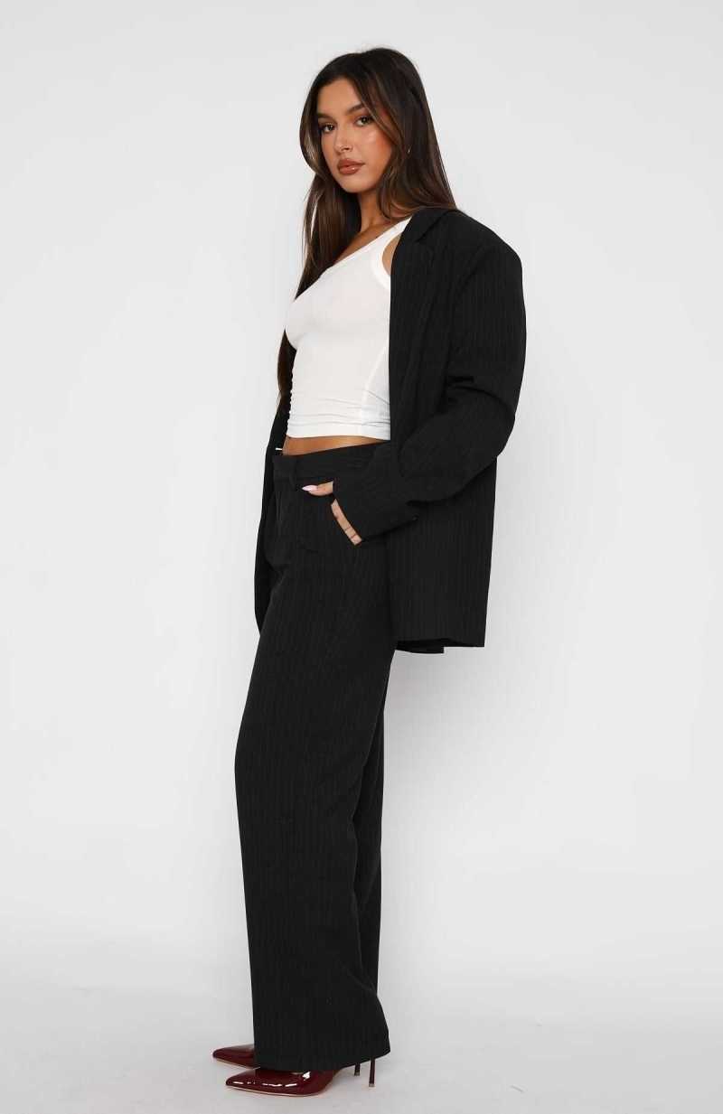 White Fox Business Casual Pants Charcoal Pinstripe | OANIUS-932