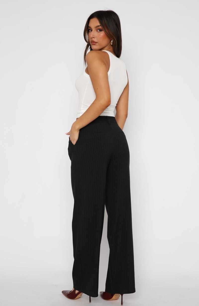 White Fox Business Casual Pants Charcoal Pinstripe | OANIUS-932