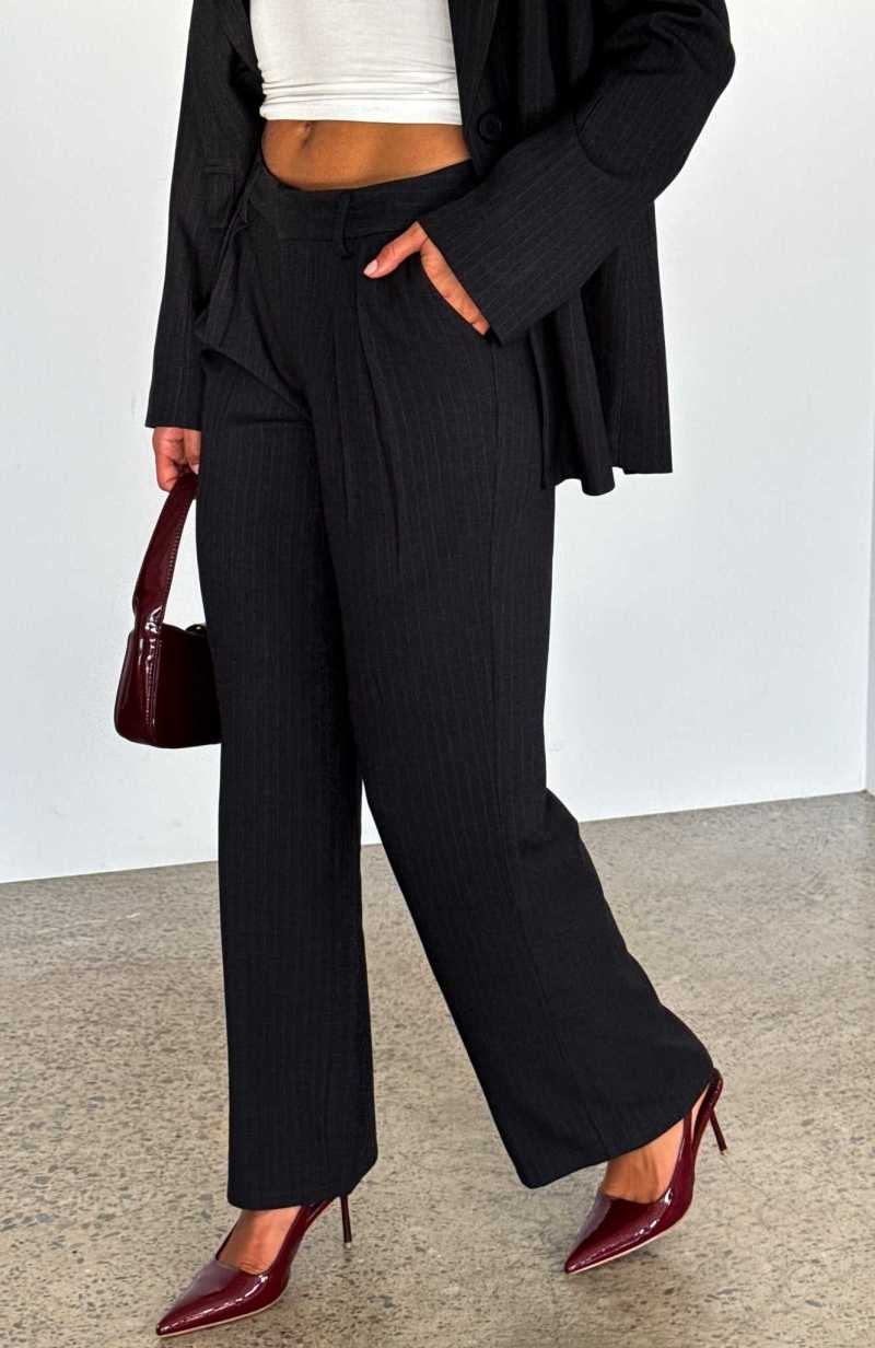 White Fox Business Casual Pants Charcoal Pinstripe | OANIUS-932