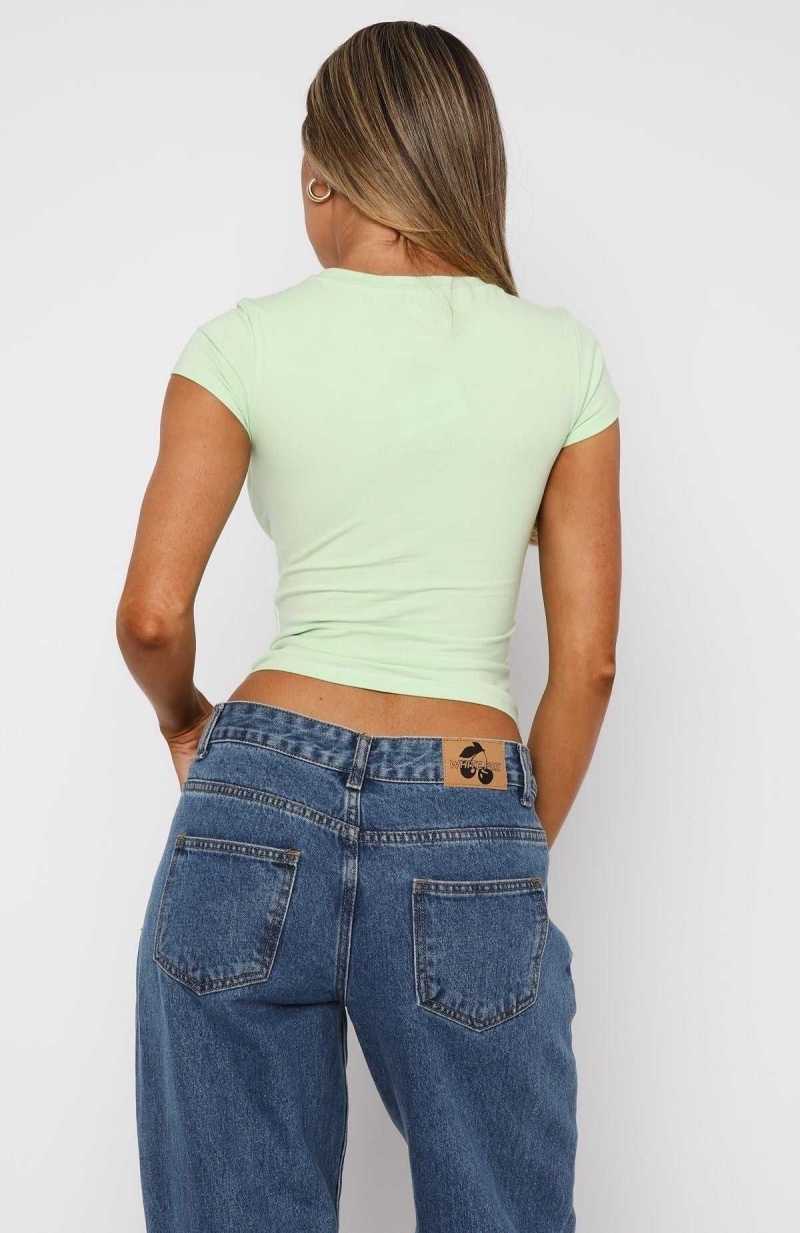White Fox Buy You Flowers Baby Tee Lime Green | WCGZPU-123
