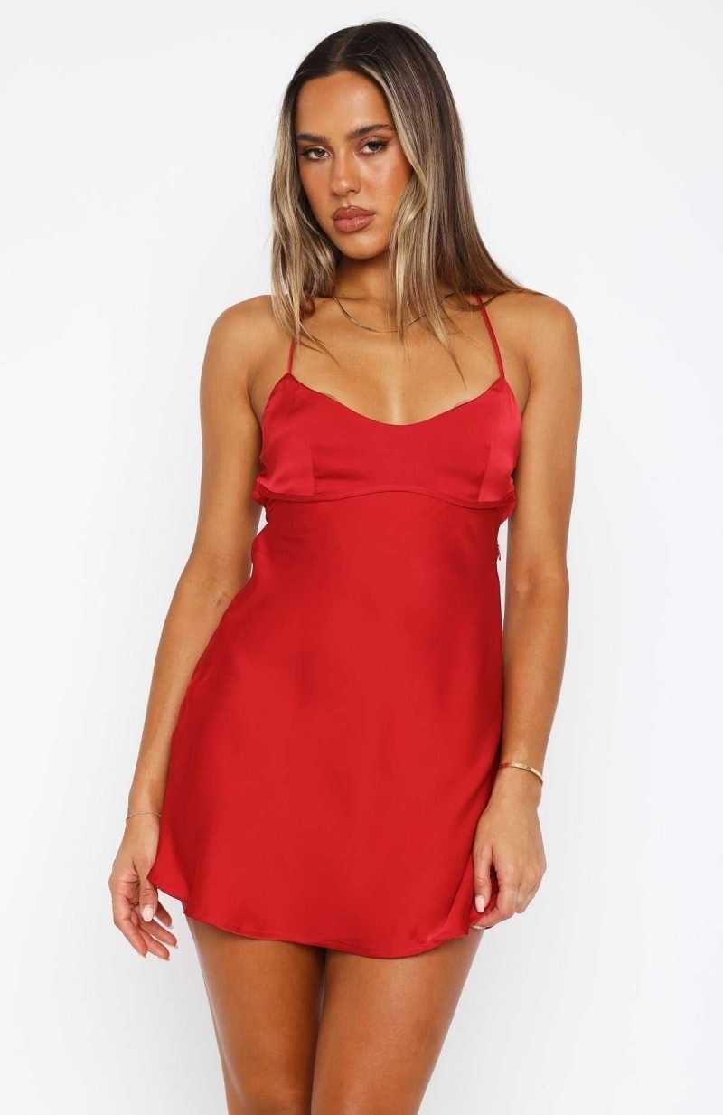 White Fox Call Me When You Want Mini Dress Ruby Red | MVXSLJ-590