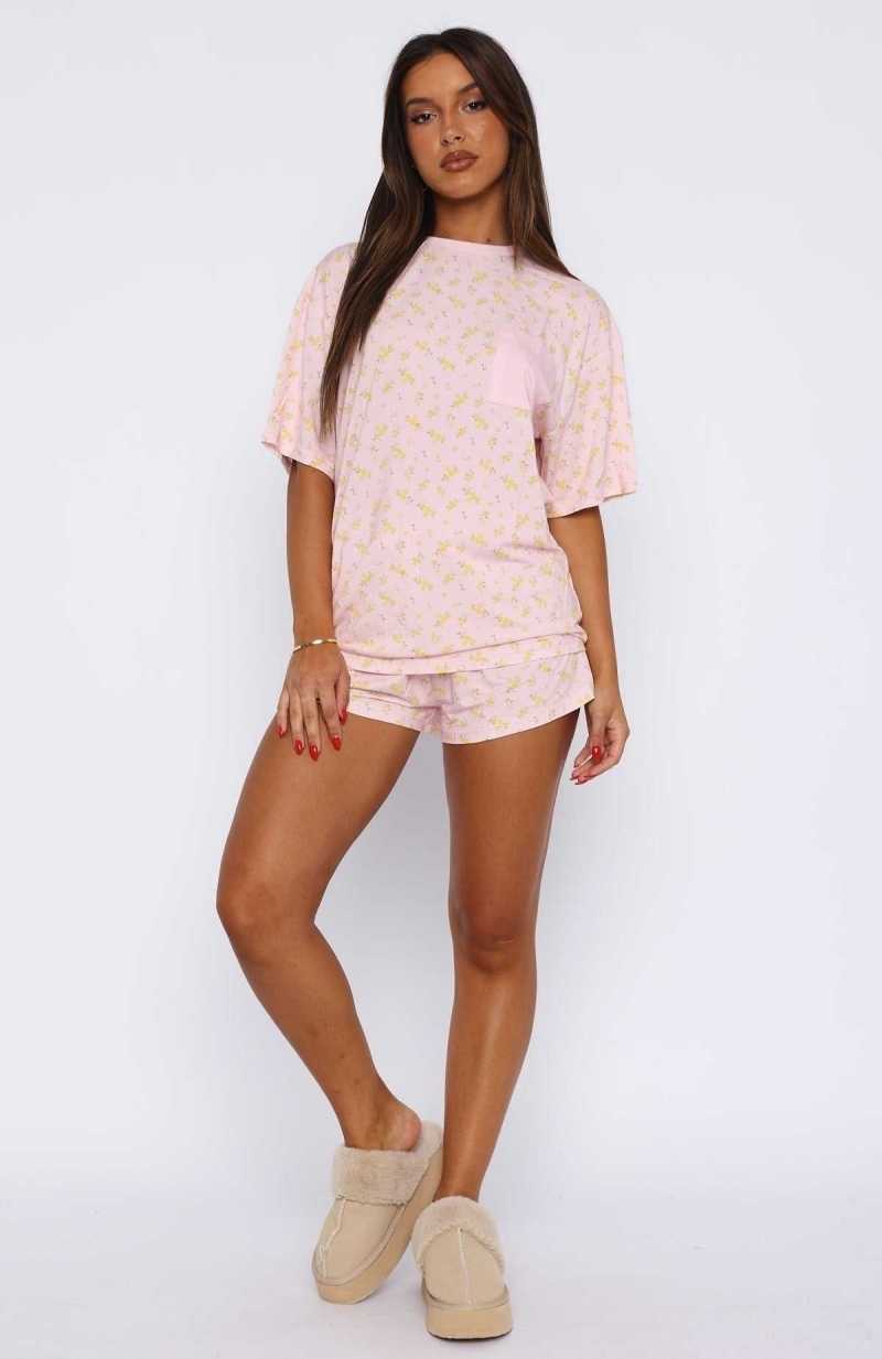White Fox Candy Girl Pyjama Set Yellow Bloom | RMLJDN-632