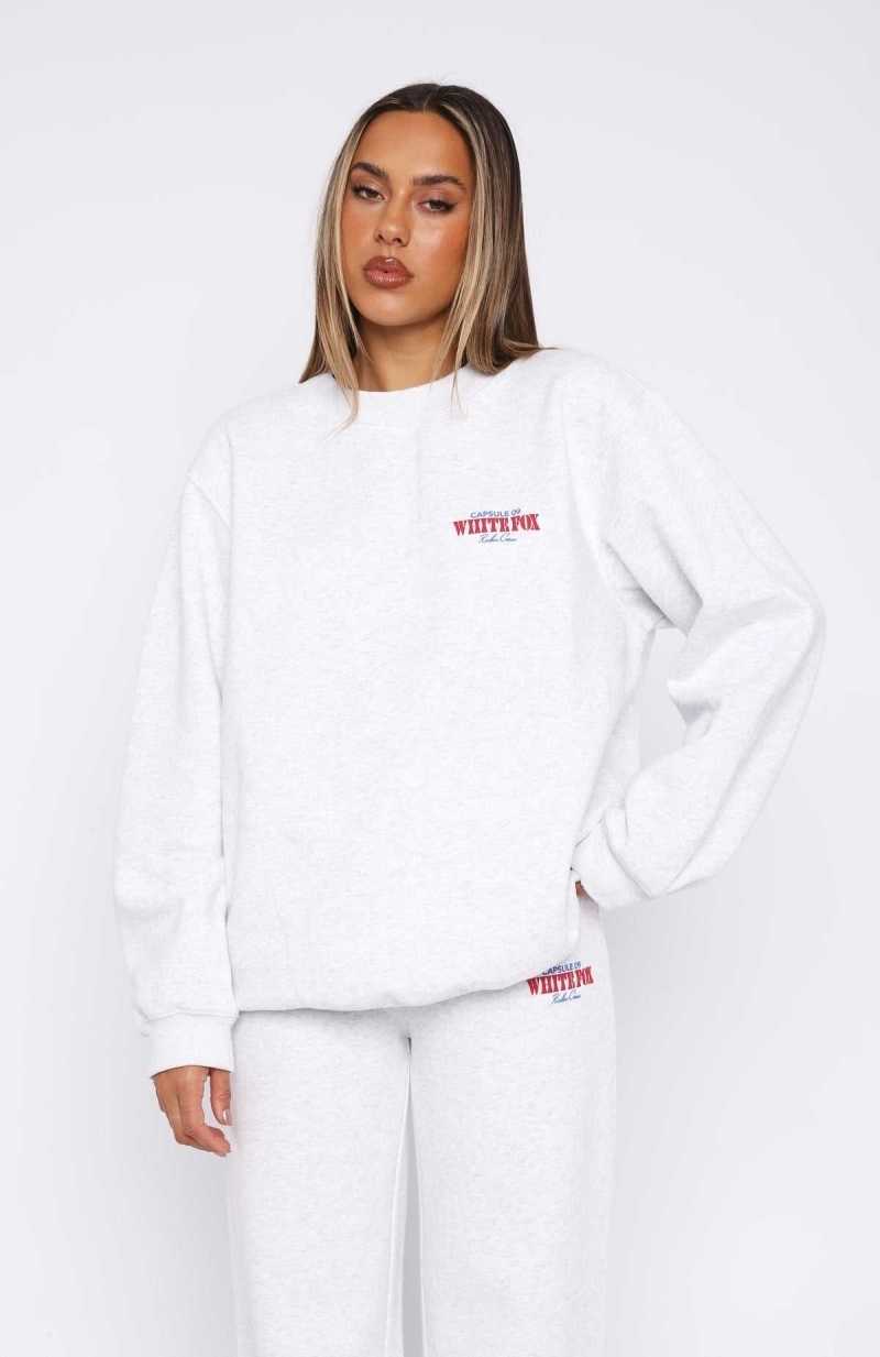 White Fox Capsule 9 Rodeo Crew Oversized Sweater Grey Marle | XEUZMT-029
