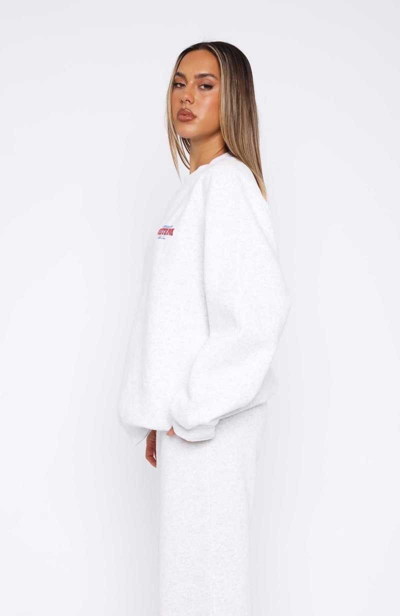 White Fox Capsule 9 Rodeo Crew Oversized Sweater Grey Marle | XEUZMT-029