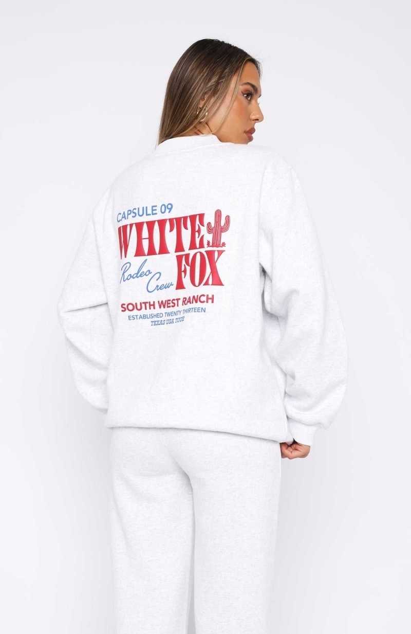 White Fox Capsule 9 Rodeo Crew Oversized Sweater Grey Marle | XEUZMT-029