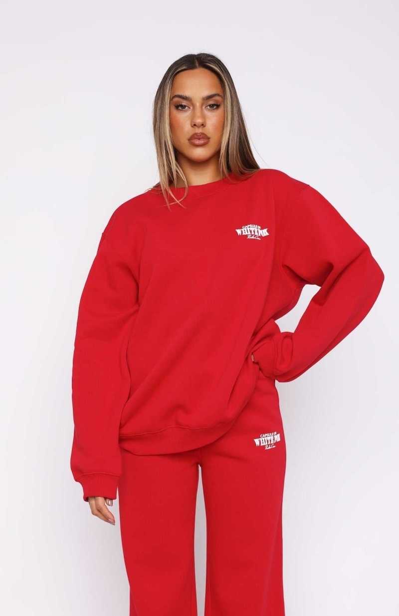 White Fox Capsule 9 Rodeo Crew Oversized Sweater Red | XIQOPZ-952
