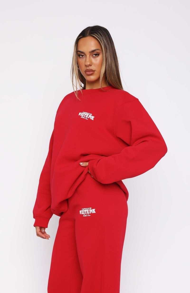 White Fox Capsule 9 Rodeo Crew Oversized Sweater Red | XIQOPZ-952