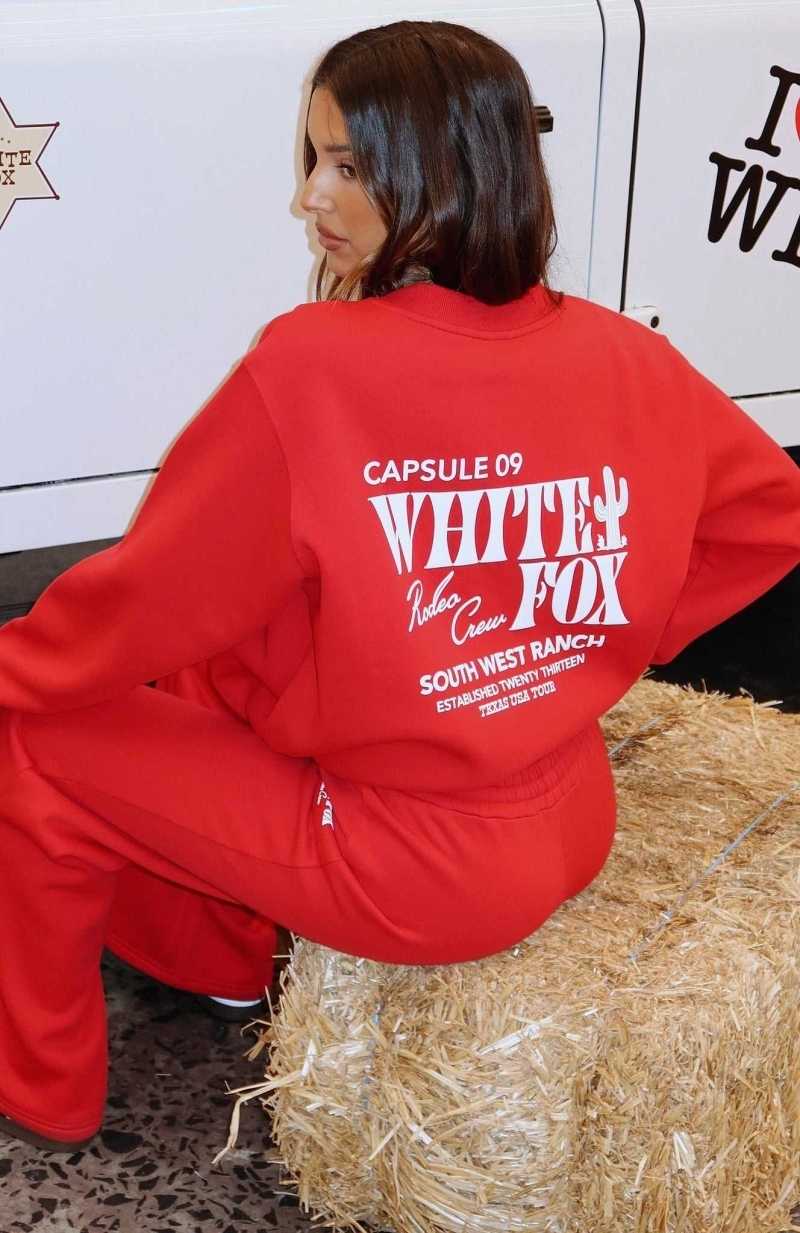 White Fox Capsule 9 Rodeo Crew Oversized Sweater Red | XIQOPZ-952