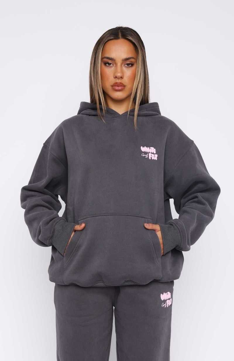 White Fox Capsule 9 Star Of The Moment Oversized Hoodie Volcanic | OFBGCR-728