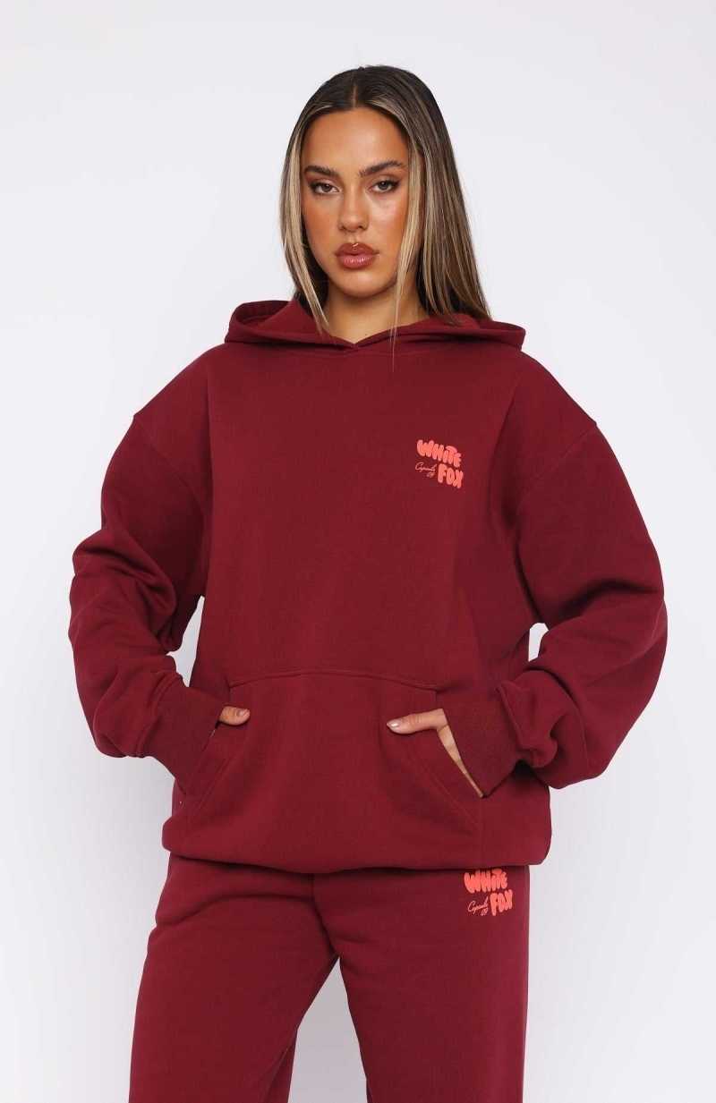 White Fox Capsule 9 Star Of The Moment Oversized Hoodie Burgundy | KOLCAR-756