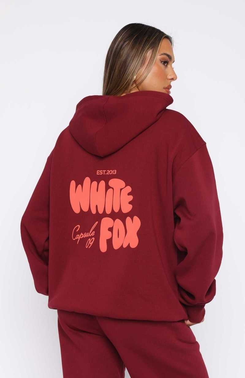 White Fox Capsule 9 Star Of The Moment Oversized Hoodie Burgundy | KOLCAR-756