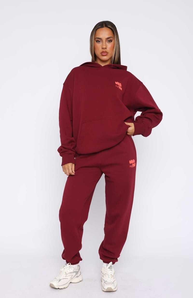 White Fox Capsule 9 Star Of The Moment Sweatpants Burgundy | XWYPFL-092