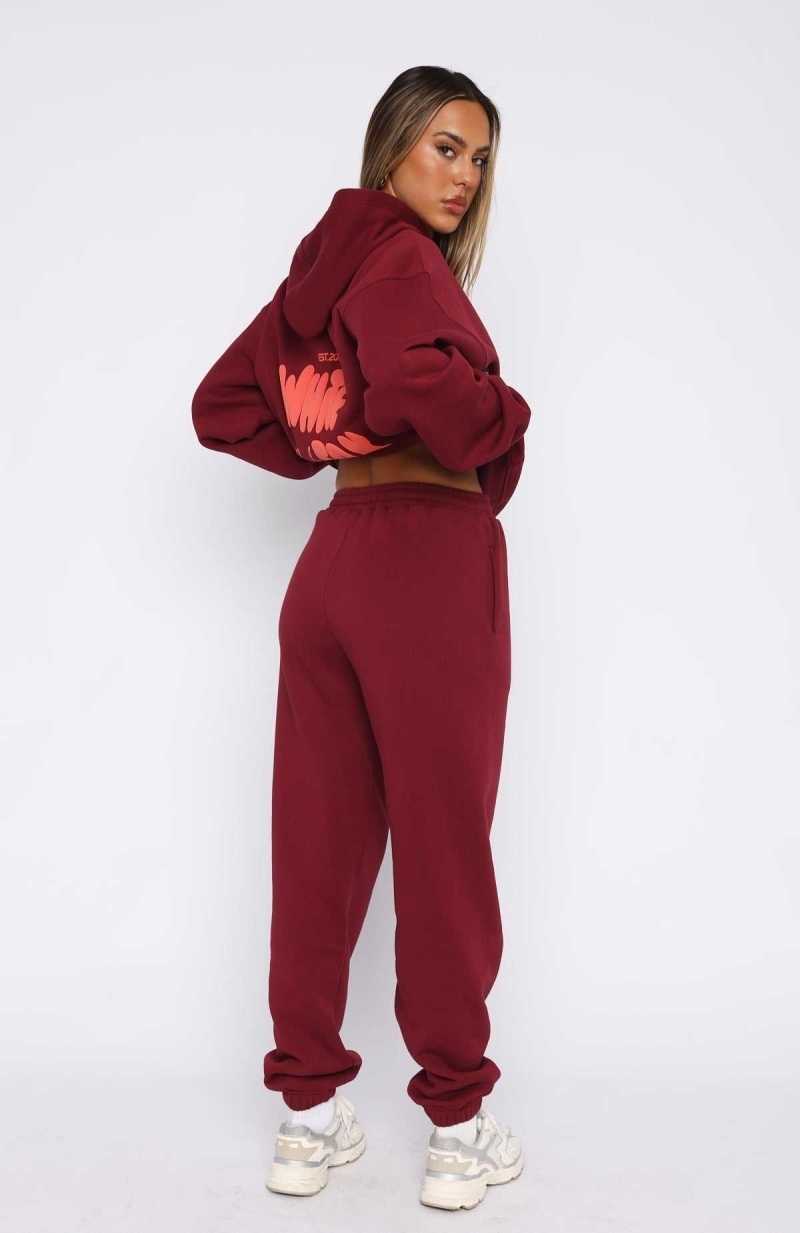 White Fox Capsule 9 Star Of The Moment Sweatpants Burgundy | XWYPFL-092