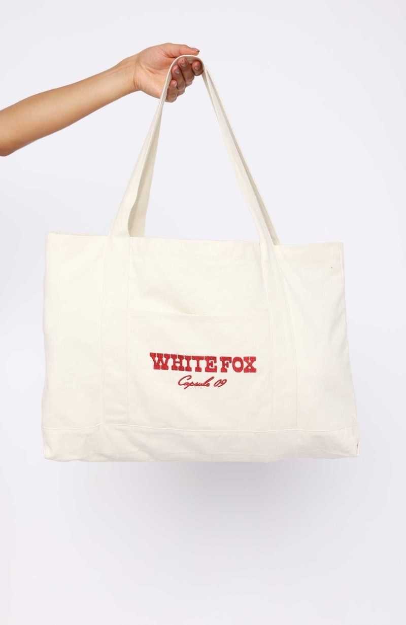 White Fox Capsule 9 Tote Bag Cream | FJLWQX-732