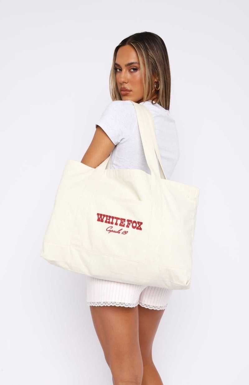 White Fox Capsule 9 Tote Bag Cream | FJLWQX-732