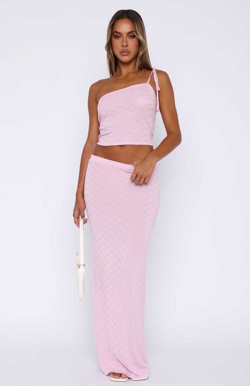 White Fox Carrying Your Love Maxi Skirt Pink | BGPMKJ-368