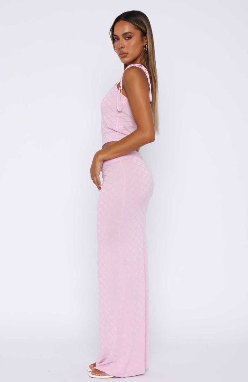 White Fox Carrying Your Love Maxi Skirt Pink | BGPMKJ-368