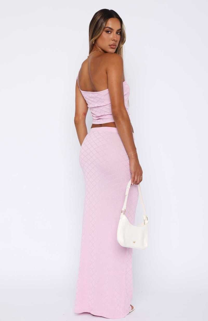 White Fox Carrying Your Love Maxi Skirt Pink | BGPMKJ-368