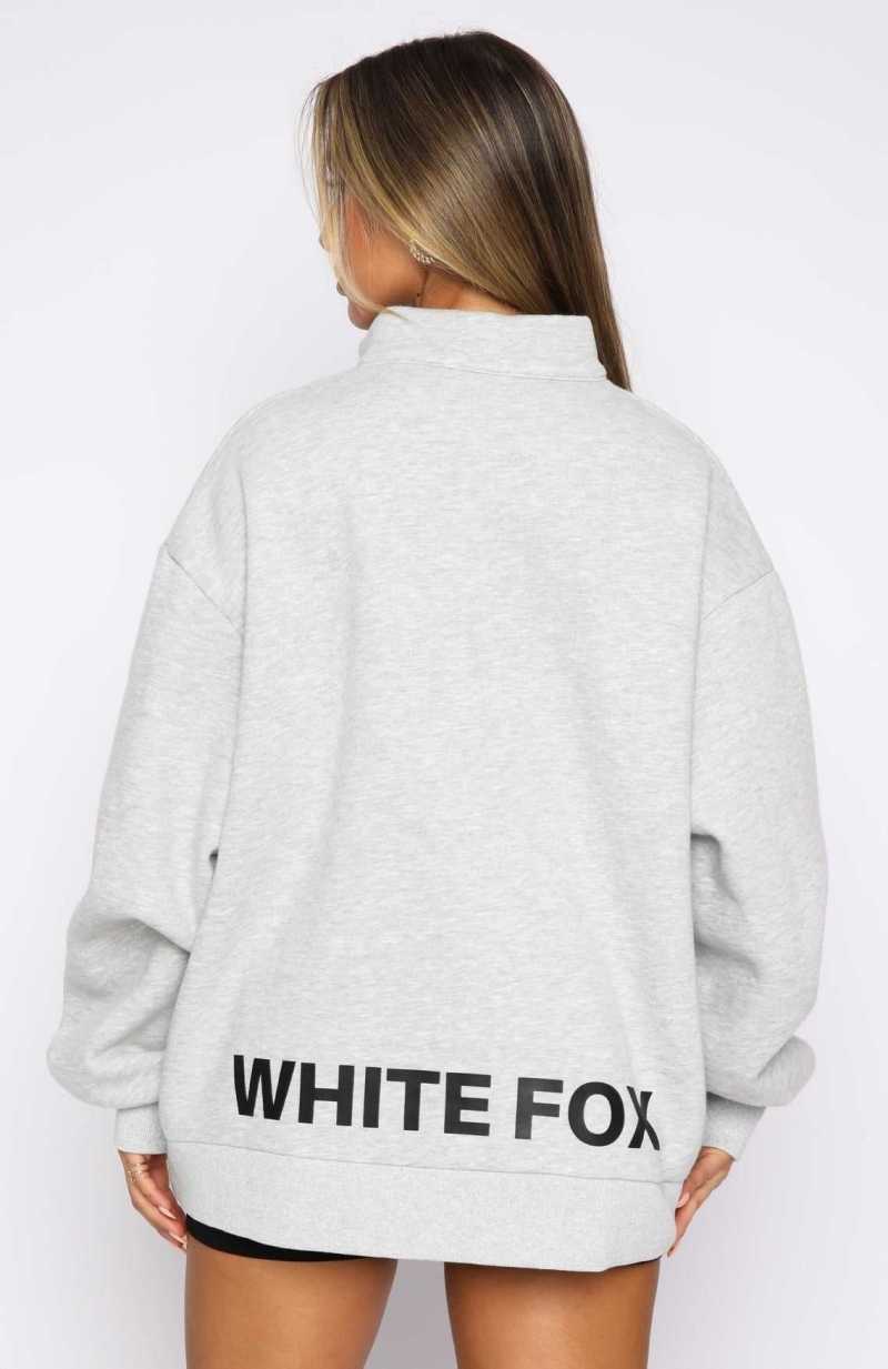 White Fox Caught Up With You Zip Front Sweater Grey Marle | MQSJFI-874