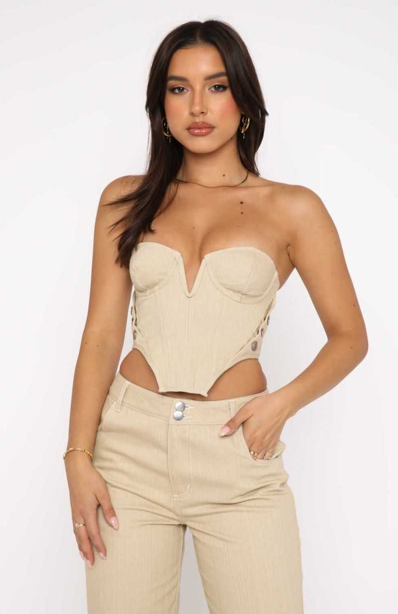 White Fox Change My Mind Bustier Oatmeal | ANCWDF-620