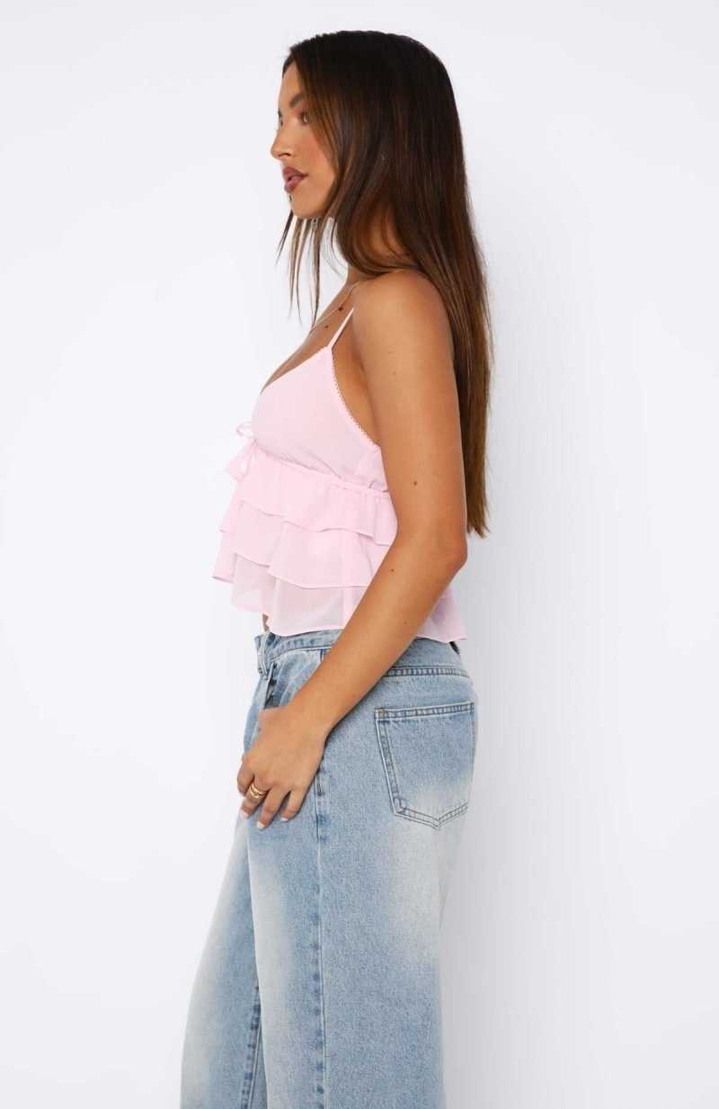 White Fox Chase Dreams Top Baby Pink | KWXIOJ-621