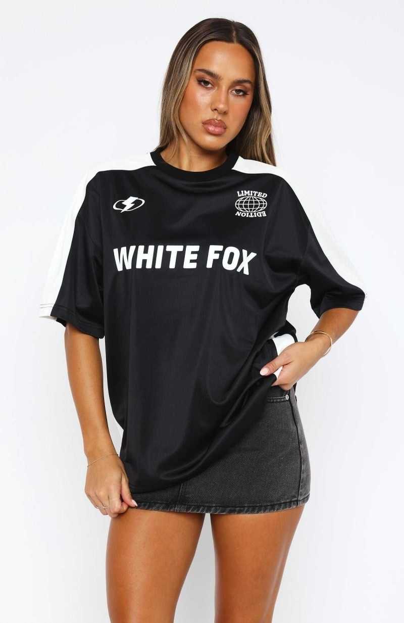 White Fox Checking Up On You Oversized Jersey Black | HSNCLW-940
