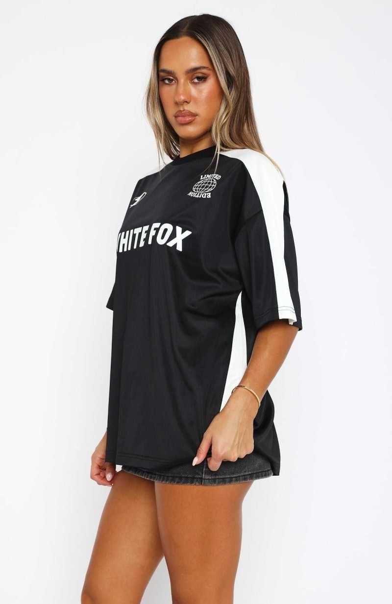 White Fox Checking Up On You Oversized Jersey Black | HSNCLW-940