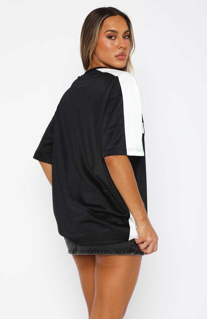 White Fox Checking Up On You Oversized Jersey Black | HSNCLW-940