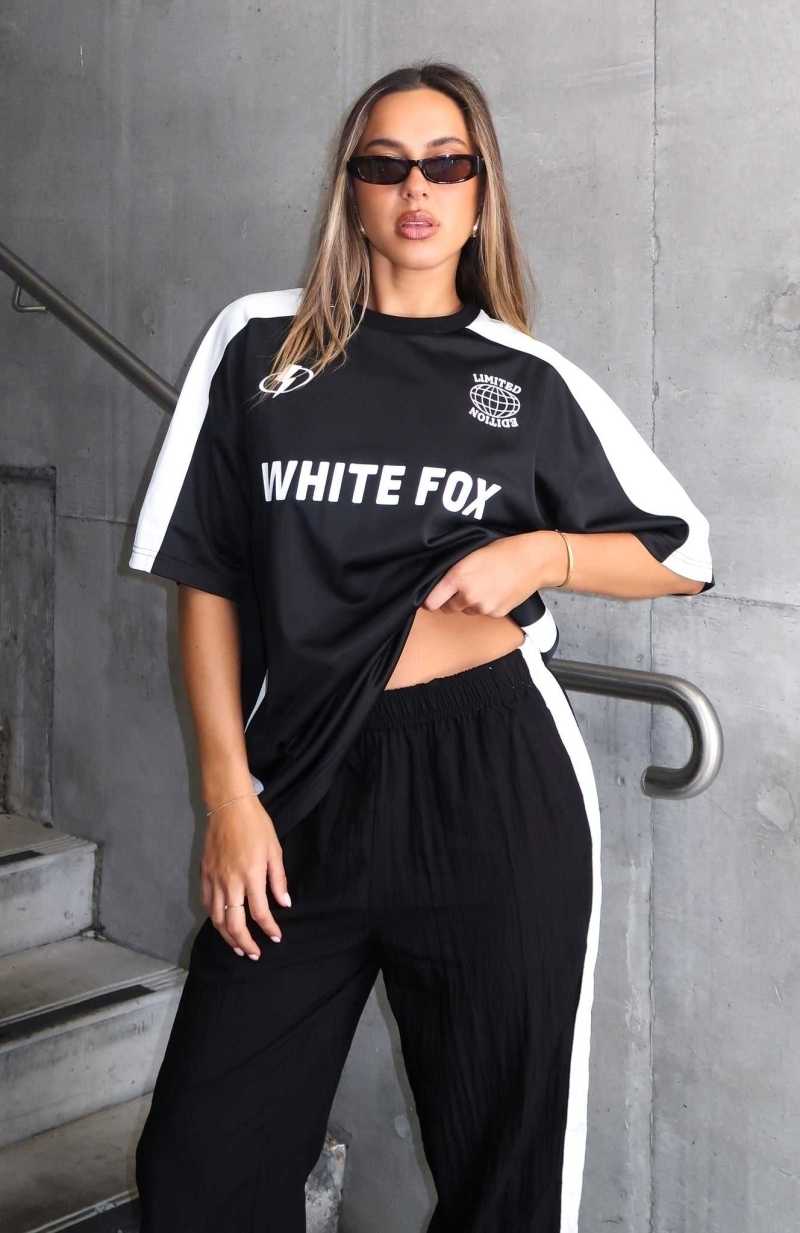 White Fox Checking Up On You Oversized Jersey Black | HSNCLW-940