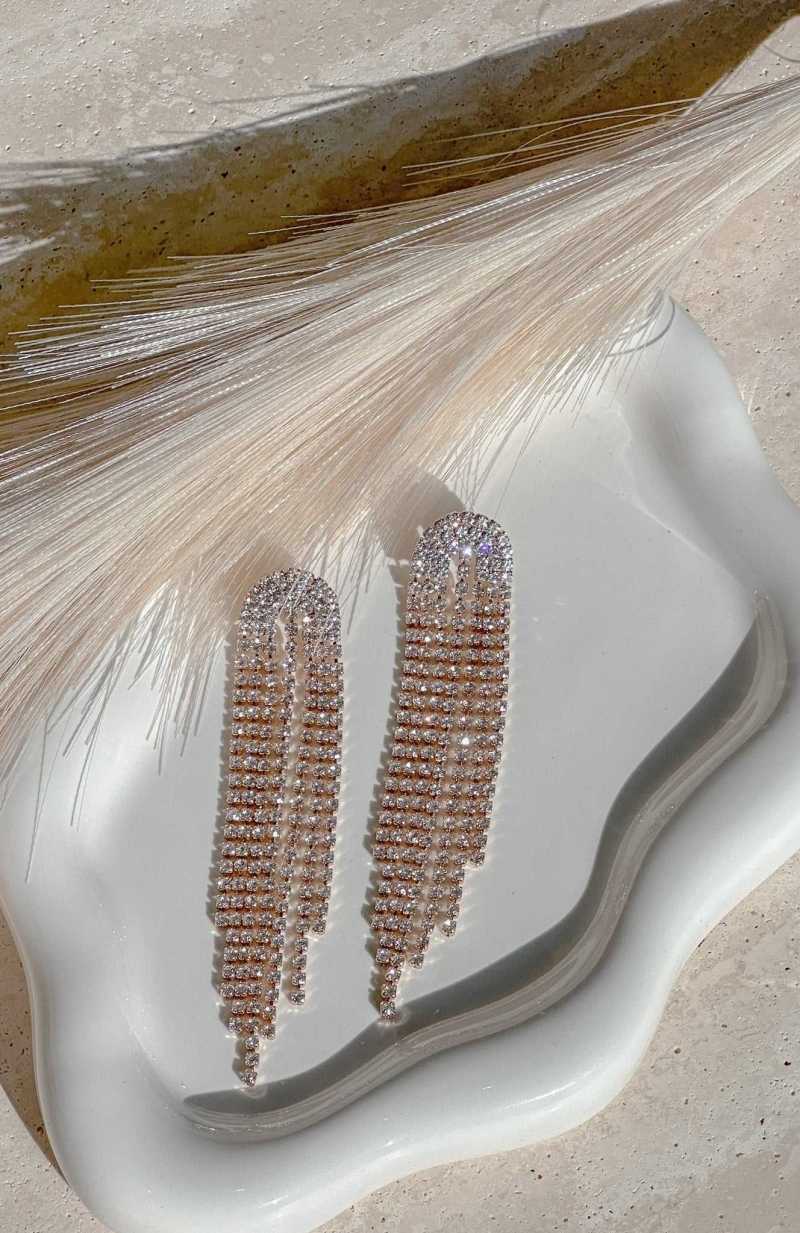 White Fox Chloe Chandelier Earrings Gold | EHXMJT-895