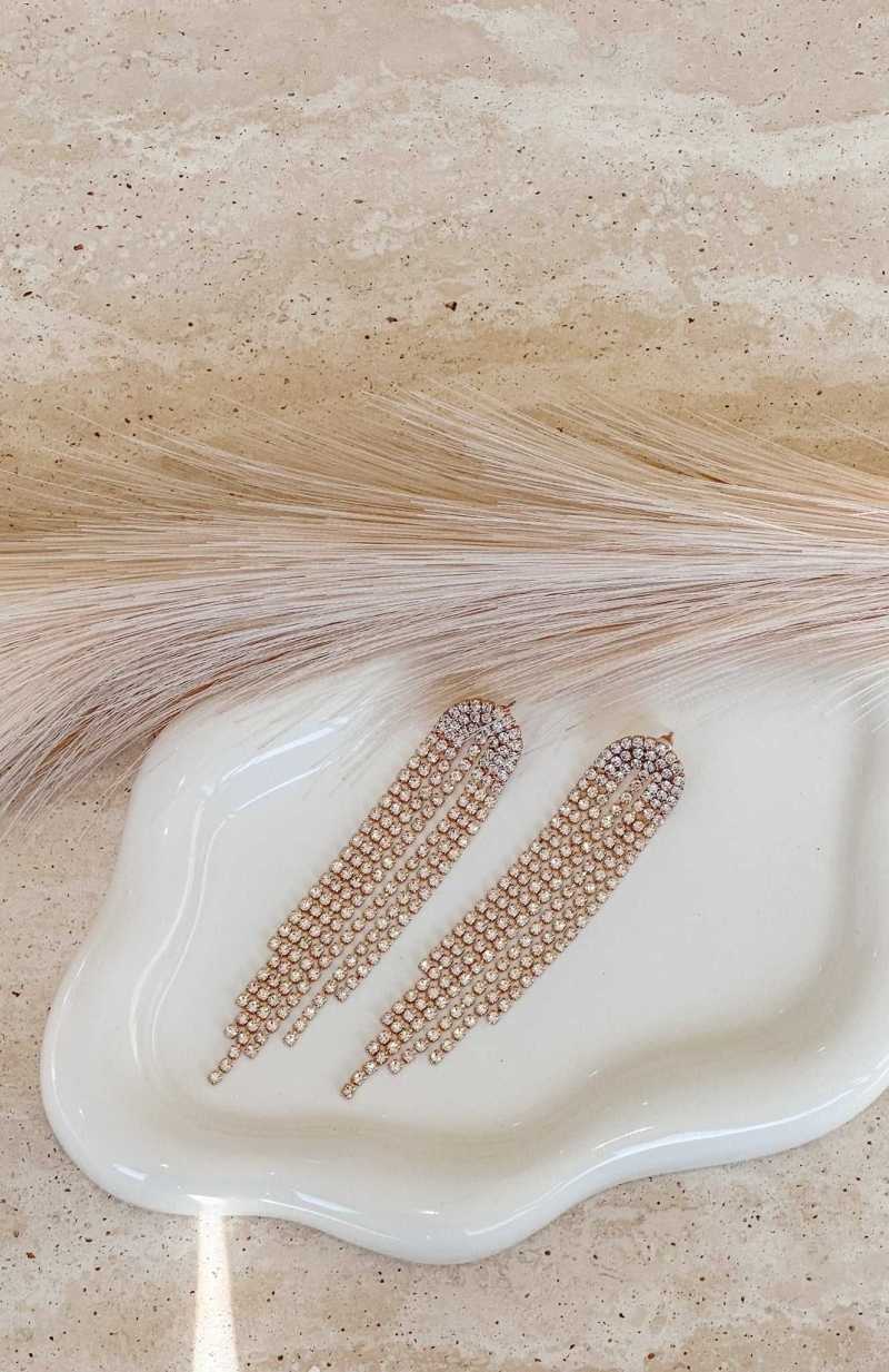 White Fox Chloe Chandelier Earrings Gold | EHXMJT-895